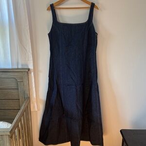 NWT Madewell Alexa Chung Denim Stretch Fitted Midi Dress - Dark Blue